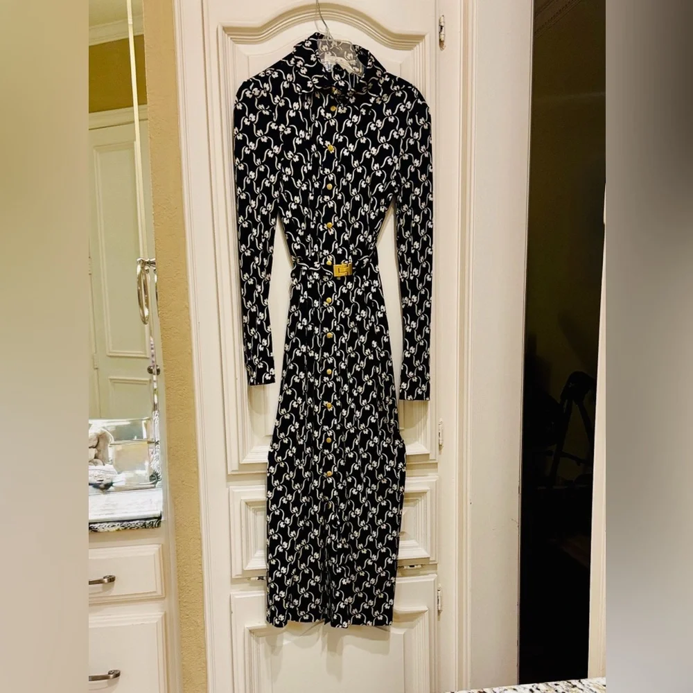 Tory Burch Black and White Long Sleeve Dress - Picture 1 of 6